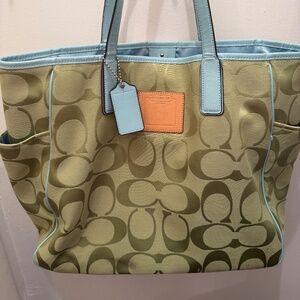 Green Coach Large Tote Bag